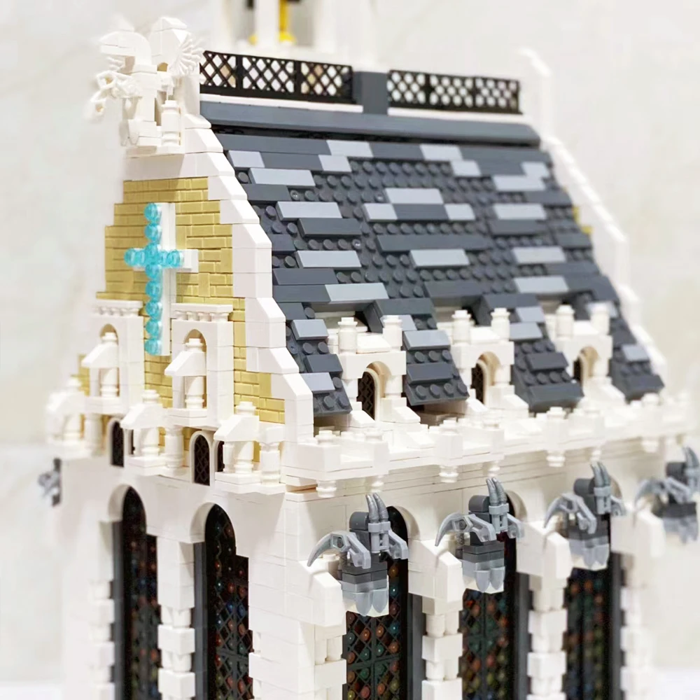 033006 креативный эксперт Moc средневековый город церковь кирпичи модульный дом