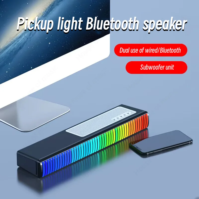 

B135 Pickup Speakers 10W Portable RGB LED Rhythm Atmosphere Light Wireless Subwoofer BT5.1 Outdoor Music Level Bluetooth Speaker