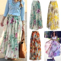 women floral long maxi skirt chiffon beach dress floral print boho print skirt 2022 fashion summer long skirt casual party skirt