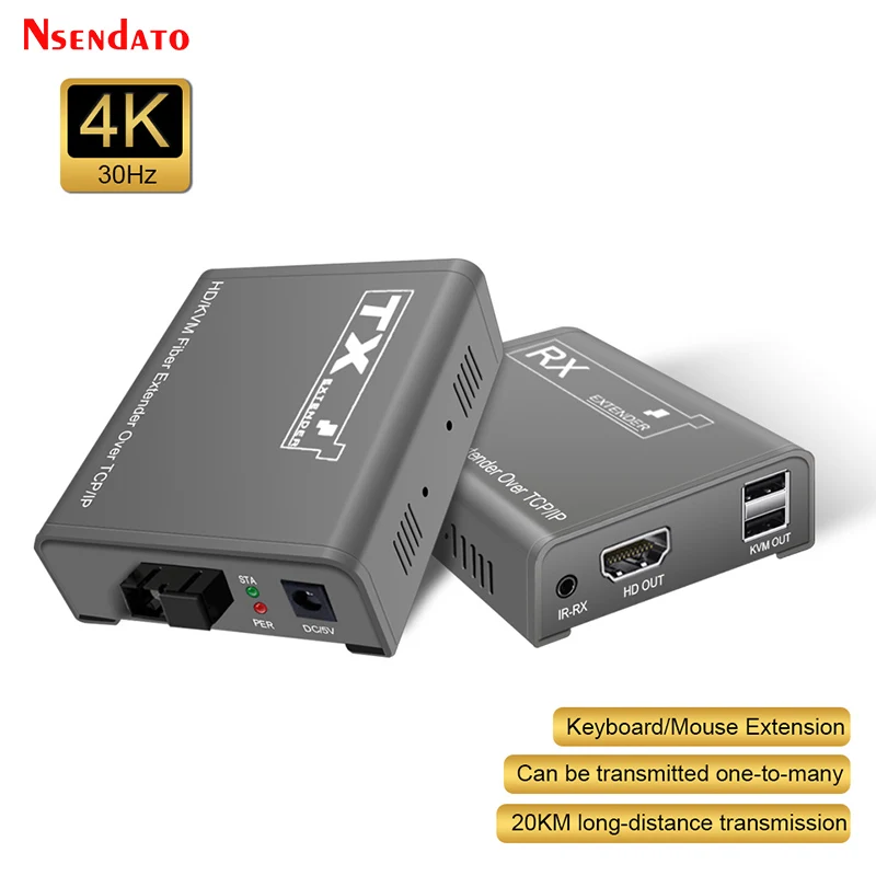 HDMI USB KVM оптический удлинитель 4K 20KM TCP/IP KVM удлинитель HDMI через SC FC волокно USB 2,0 совместное использование клавиатуры мыши переключатель с ИК