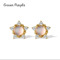 green purple 100 925 sterling silver vintage stars fashion minimalist crystal stud earrings for wedding fine jewelry ce1433