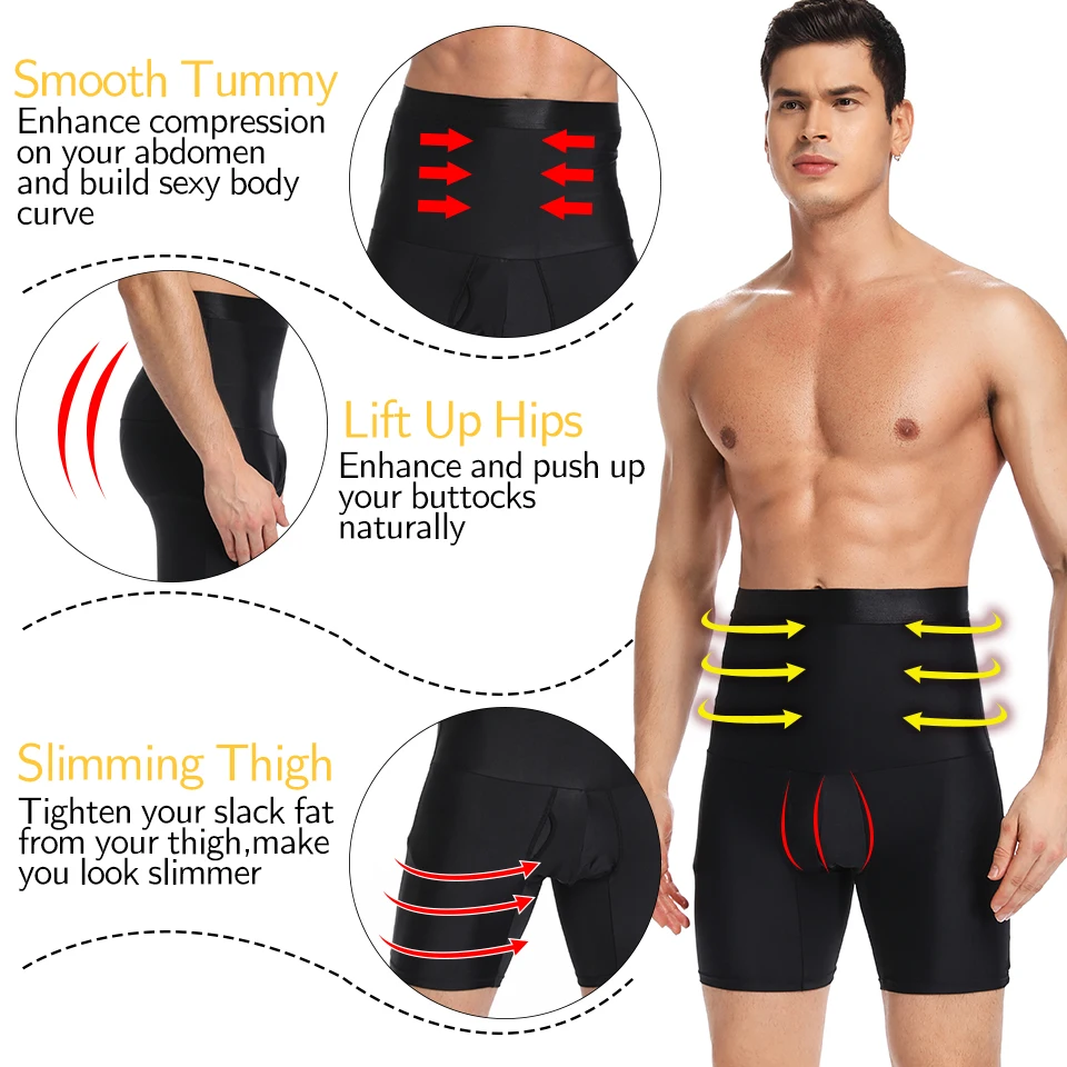 Men Tummy Control Shorts Body Shaper Compression High Waist Trainer Belly Tummy Control Slimming Shapewear Boxer Underwear Fajas