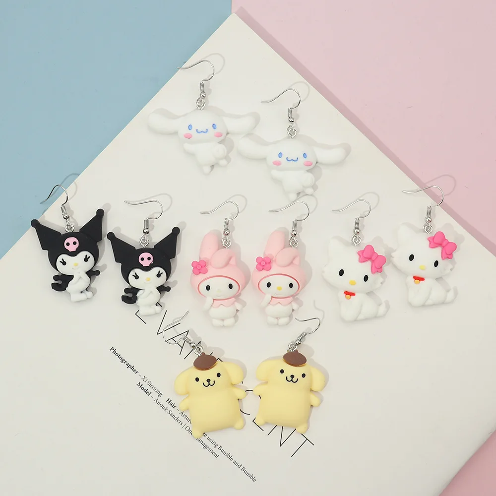 

Kawaii Sanrio Anime Earring Kuromi Hello Kitty Cinnamoroll Girl Earring Cosplay Jewelry Accessories Cute Girl Birthday Toy Gifts