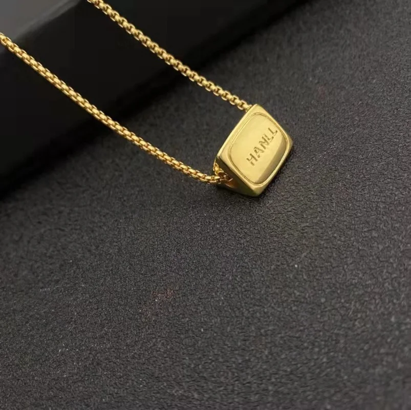 

2020 new Korean Vintage golden bean Triangle Pendant Necklace C family clavicle chain neck chain women's jewelry