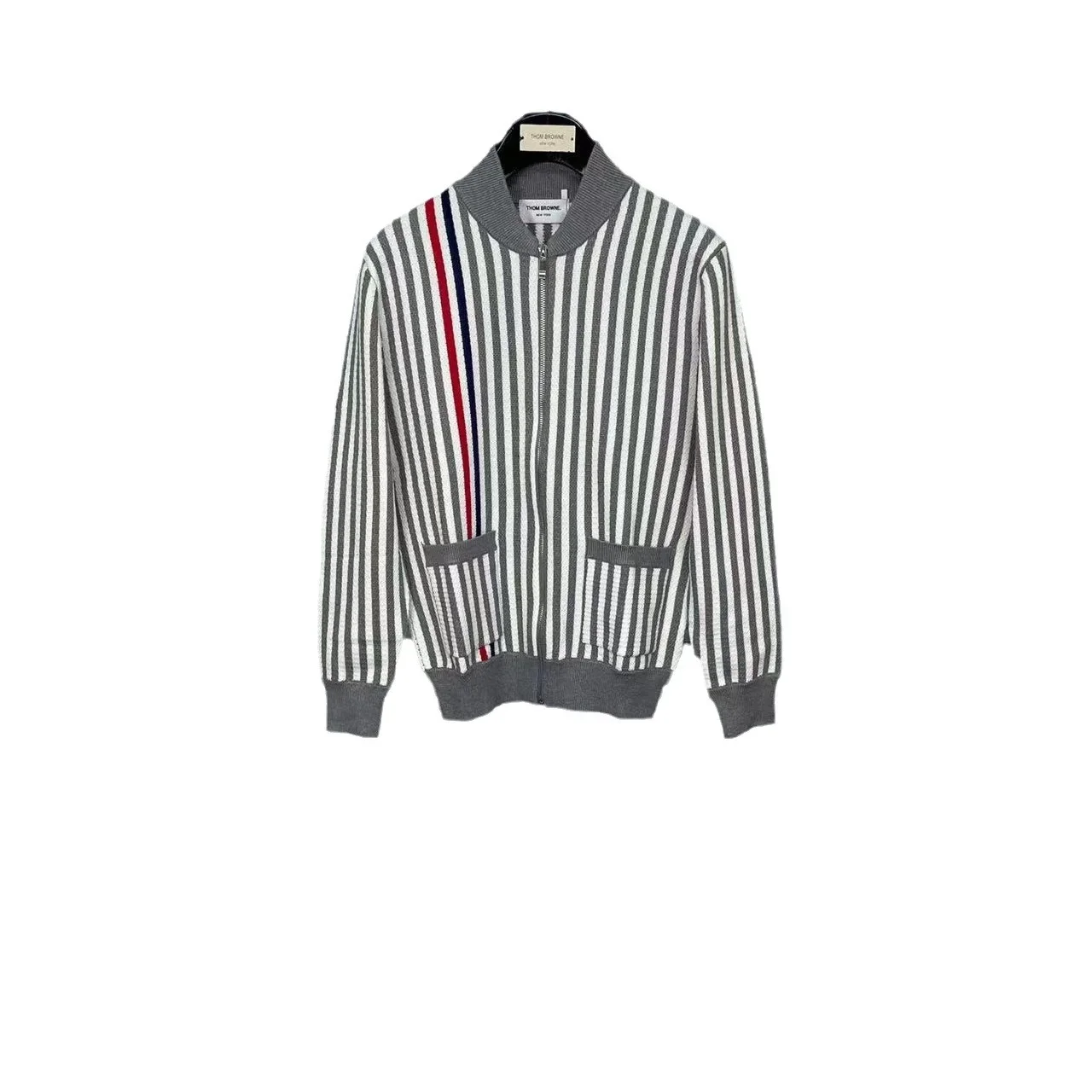 Классическая куртка в вертикальную полоску с воротником-стойкой мужская и