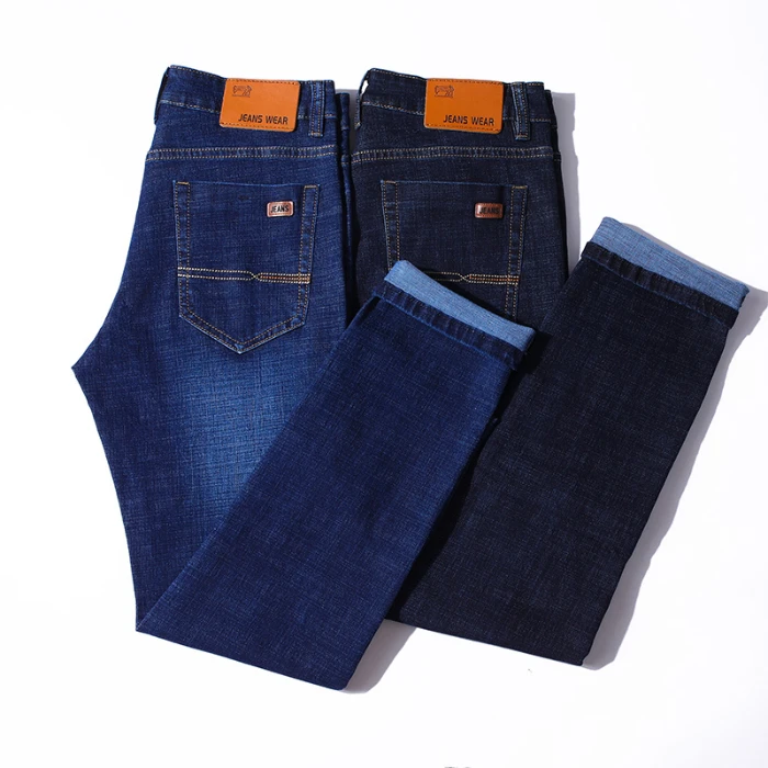 Quick Delivery OF New Men's Business Style Elastic Jeans With Straight Fit And Casual Blue Black Fashion Brand Pants