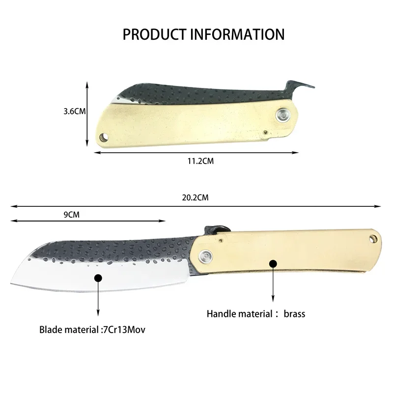 Кованый складной нож 3 54 дюйма два тона лезвие 7Cr13Mov латунная ручка походный