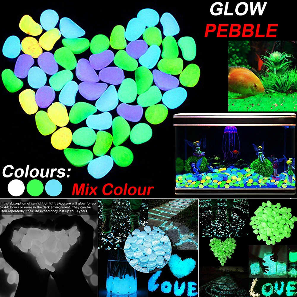 

50pcs Glow In The Dark Garden Pebbles Glow Stones Rocks For Walkways Garden Path Patio Lawn Yard Aquarium Decor Luminous Stones