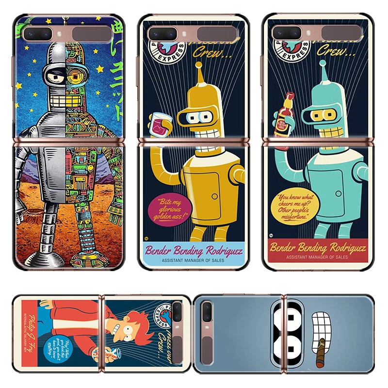 

Shockproof New Folding Mobile Hard Shell Animation Futurama Bender For Samsung Galaxy Z Flip 3 5G Black Fundas Phone Case Capa