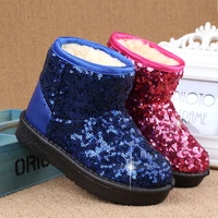 children furry snow boots sequins decoration baby girls cotton warm winter boots non slip rubber sole shoes for kids 2020