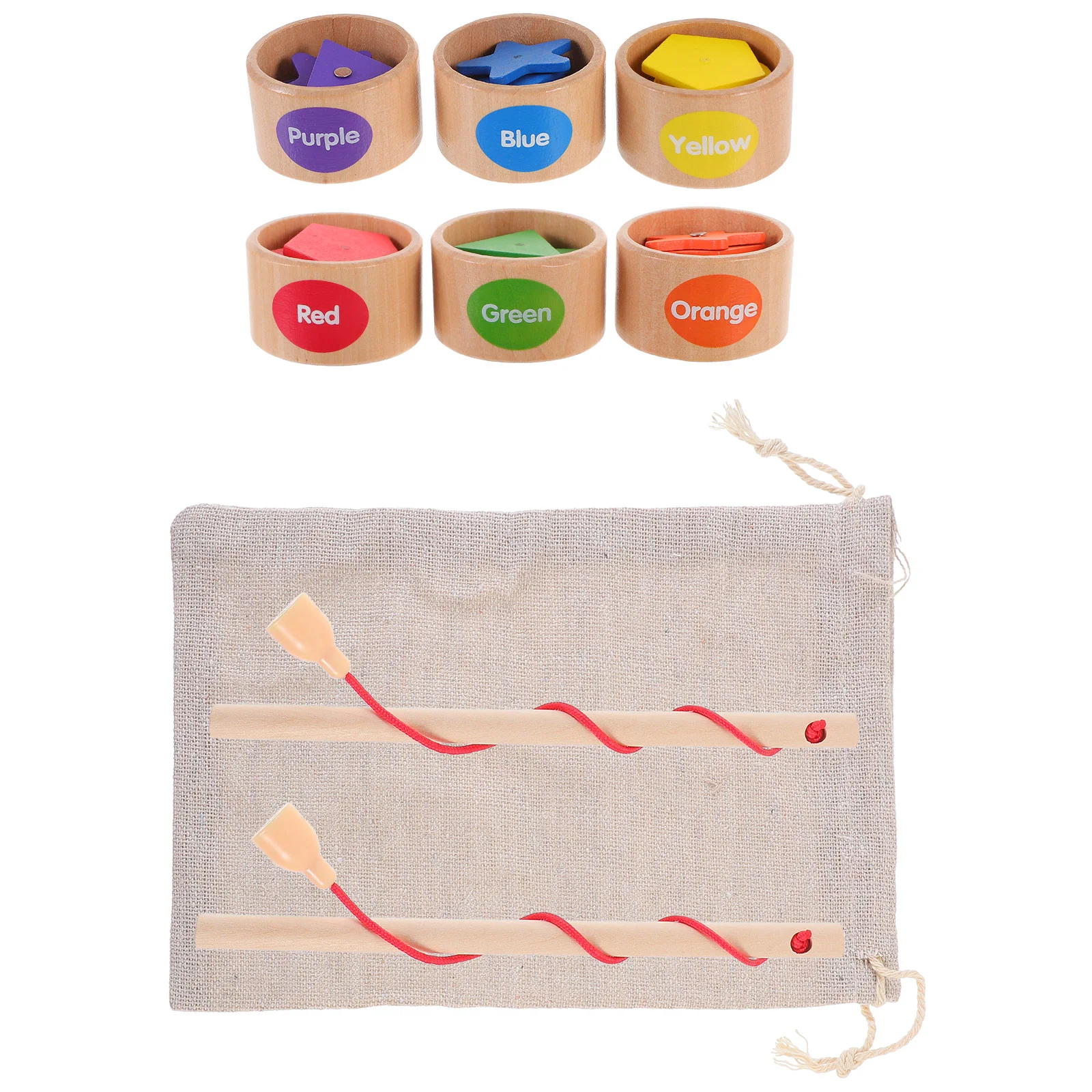 

Montessori Shapes Sorting Toys Kids Playset Wooden Portable Matching Color Cognition Cups Puzzle Toddler