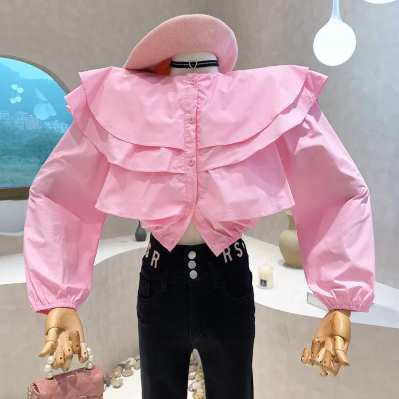 

New Women's Clothing 2022 Spring Design sense double-layer Ruffle short Puff sleeve shirt Tops blusa feminina