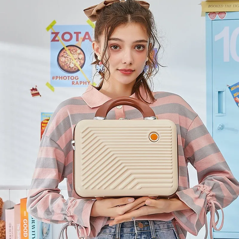 New Carrying Case Portable Makeup Storage Suitcase 14 inch Small Hand Luggage Lightweight Mini Travel Boarding Box for Women