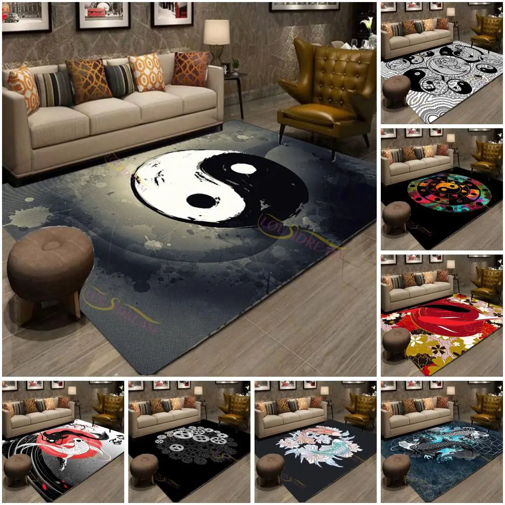 

Modern Chinese Dragon Tiger Tai Bagua Yin Yang Area Rugs Living Room Carpet for Children Play Home Deco Floor Mat and Carpets