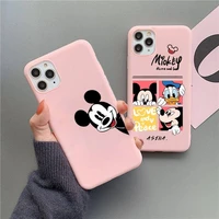 funny cartoon mickey mouse phone case for iphone 13 12 11 pro max mini xs 8 7 6 6s plus x se 2020 xr matte candy pink cover
