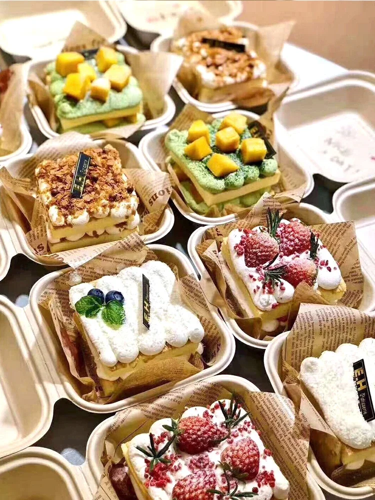 Сетчатая красная коробка для торта bento ручная роспись любовь экологически чистый