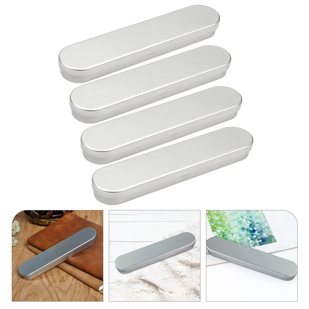 

4pcs Metal Tinplate Boxes Rectangular Empty Box Containers Portable Storage Cases