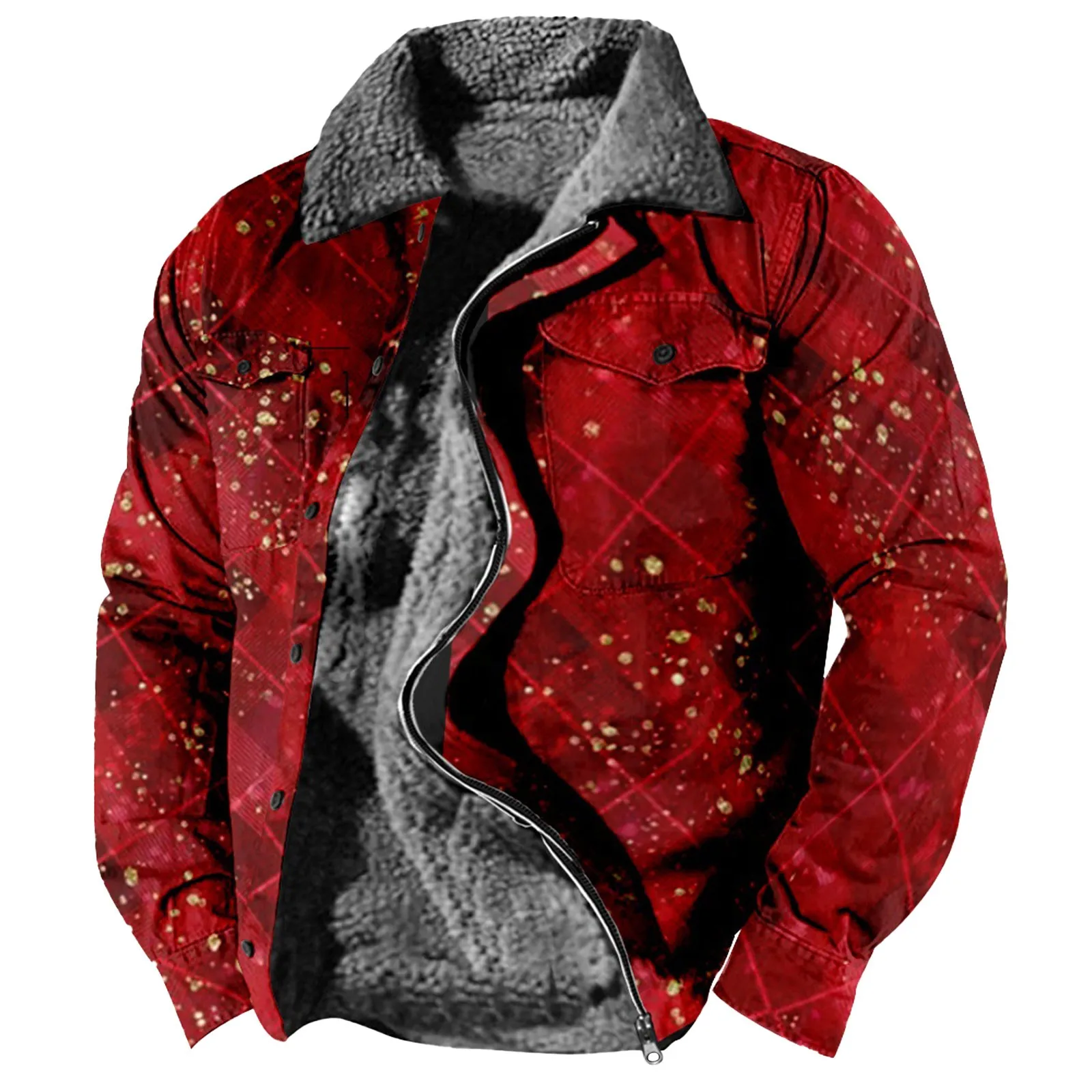 

Men'S Retro Plaid Print Fleece Thickened Coat Jacket Men'S Casual Fashion Warm Coat Chaquetas Hombre Casacos De Inverno Masculin