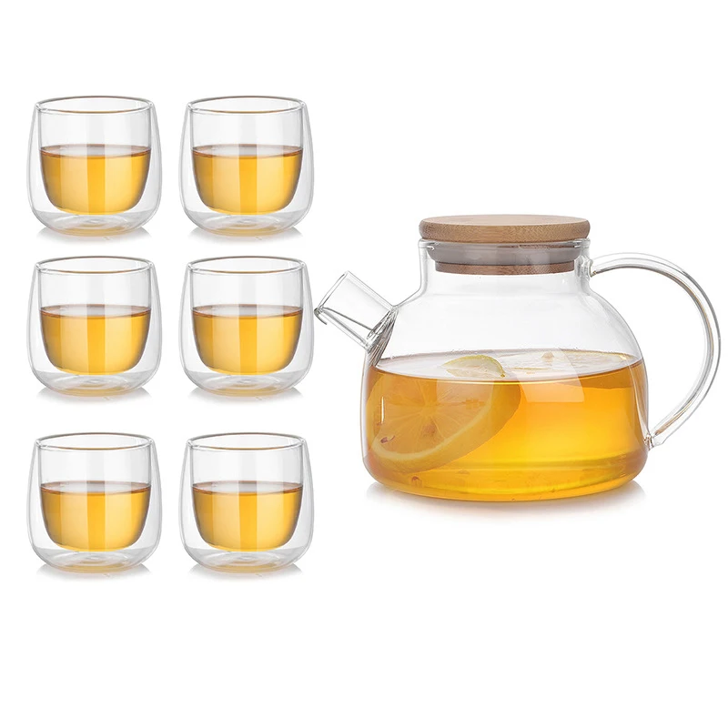 

Clear Glass Teapot Set Heat Resistant Flower Kettle Water Jug Transparent Tea Pot Coffee Pots Puer Tea Set Juice Container