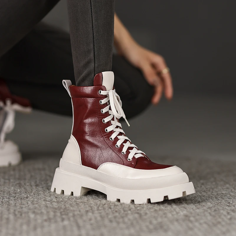 

Ботильоны из натуральной кожи, модная Элегантная черная обувь, на шнуровке, выразительные, Осень-зима