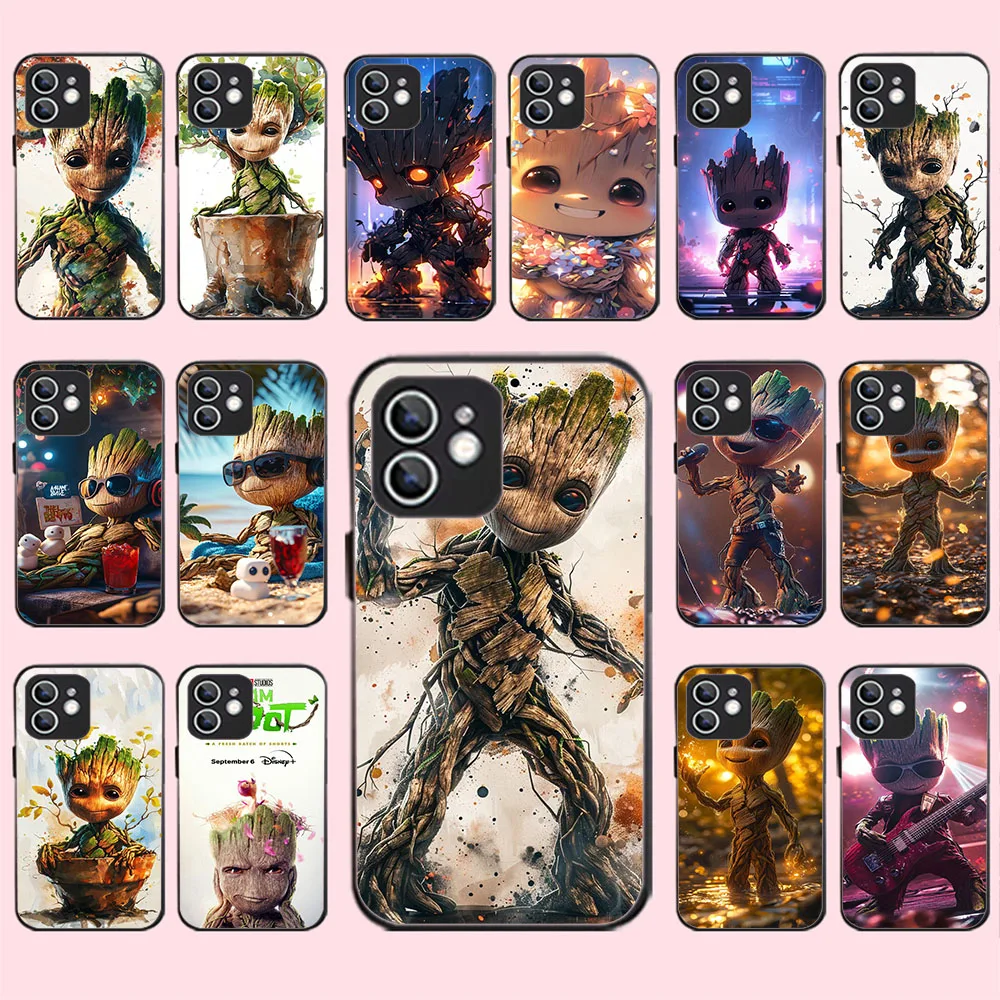 Черный силиконовый чехол WBA-22 Marvel Groot для Xiaomi 11t Mi 10 10t 9t A2 A3 S2 Poco X6 Note Pro Lite