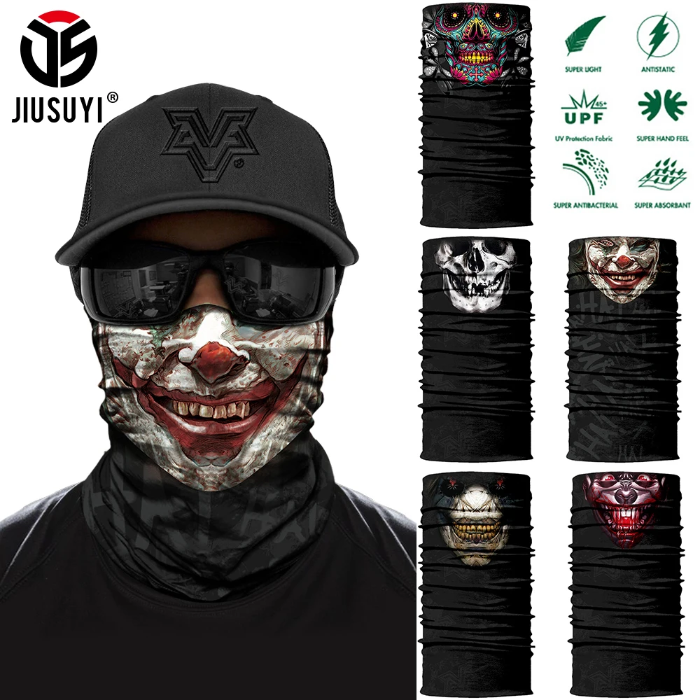 

Men Women 3D Seamless Bandana Magic Balaclava Tube Neck Gaiter Half Face Cover Skull Printed Ring Scarf Bicycle Running Headband