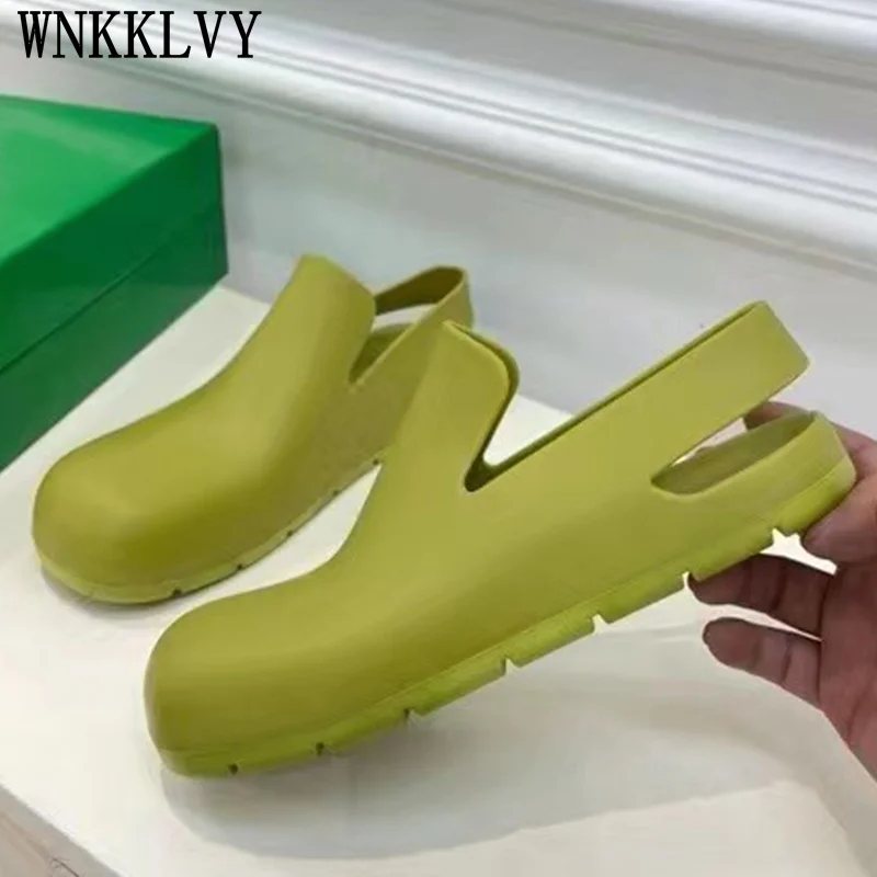 

Сандалии Женские однотонные с круглым носком, резиновая Повседневная обувь, модные удобные пляжные туфли, плоская подошва, весна-лето 2022