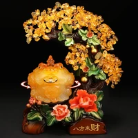feng shui lucky golden toad pixiu pi yao money tree resin statue figurine crafts ornaments gift for home office desktop decor