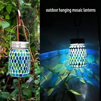 solar mosaic lawn lantern lamp outdoor hanging mason jar lamp decorative table garden yard lantern glass mosaic solar light