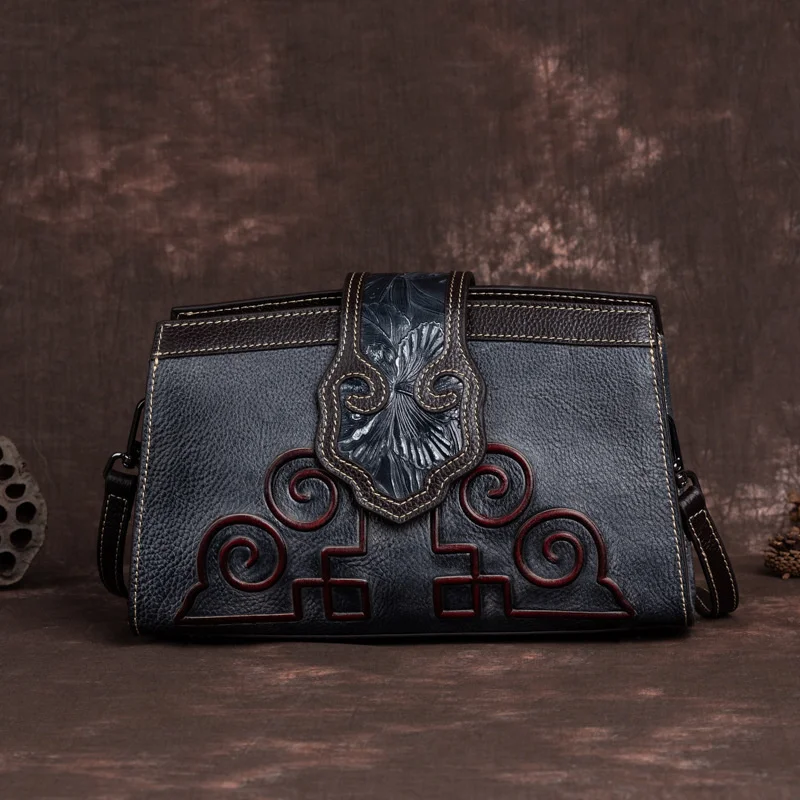 MOTAORA Vintage Women's Bag 2023 Trend Ladies Shoulder Bags Genuine Leather Handbags Relief Crossbody Bags For Women Phone Purse