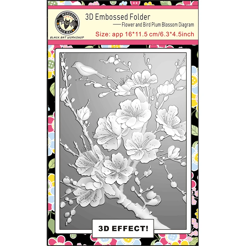 2024 новая рельефная Папка с 3d тиснением-цветы птицы цветы сливы используется для