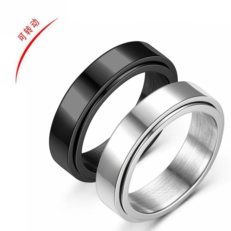 

2023 New Stainless Steel Rotating Ring Titanium Steel Couple Ring Japanese and Korean Simple High Quality Rotating Ring