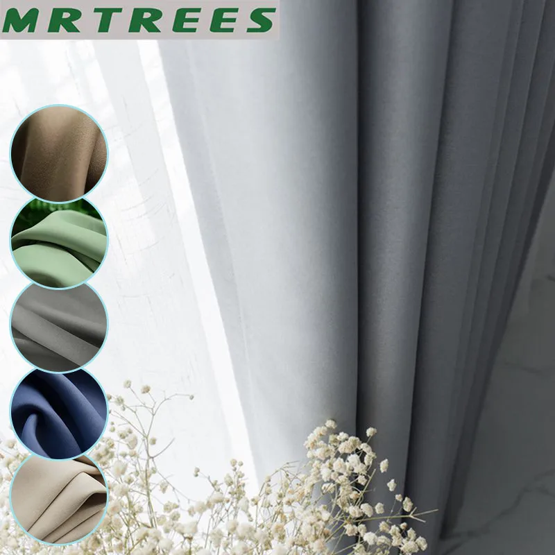 MRTREES Modern 85% Solid Curtains for Living Room Bedroom Blackout Curtains Window Treatment Finished Drapes for the Room Blinds