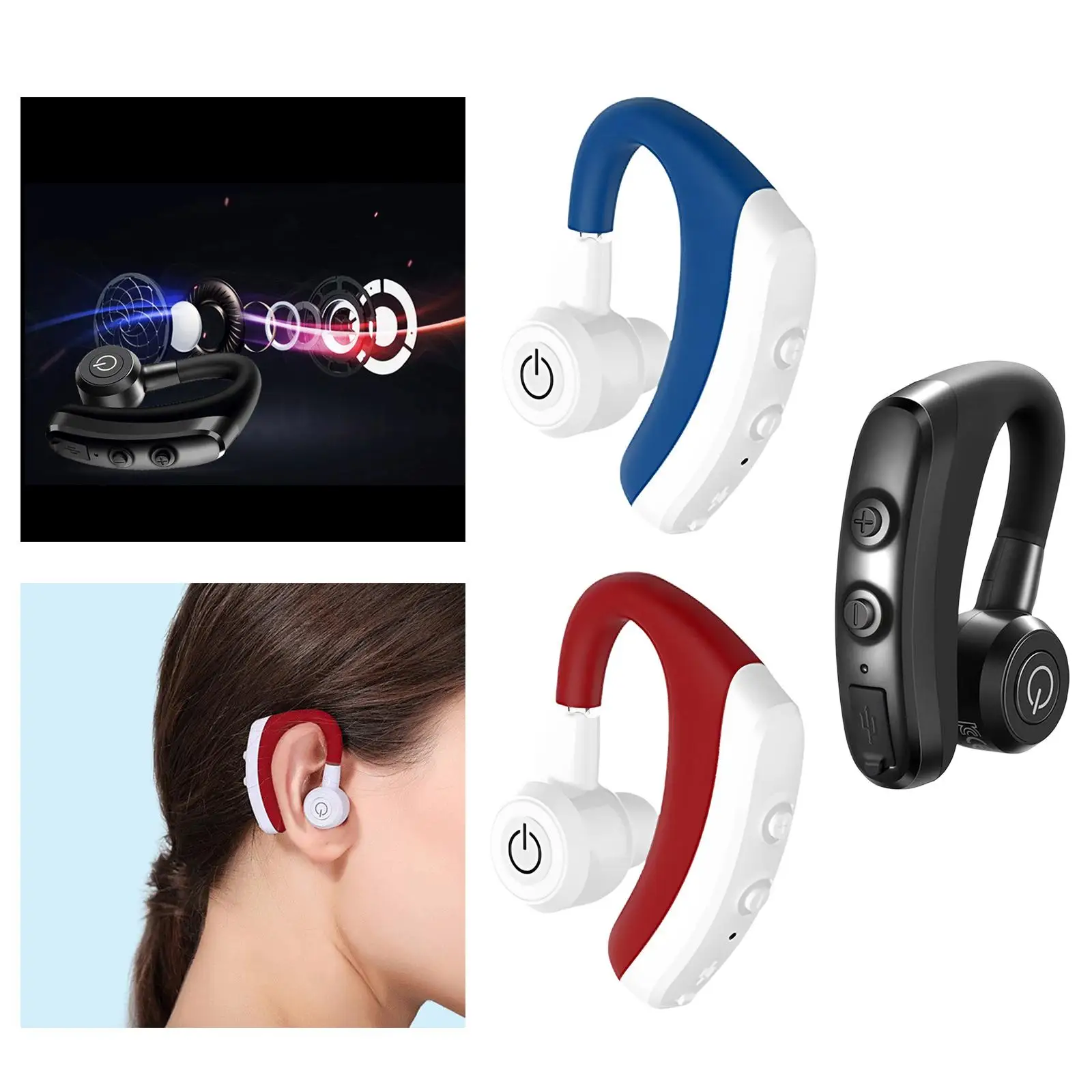 Беспроводные наушники Bluetooth Earpieces для бега, спорта, вождения и использования с смартфонами.