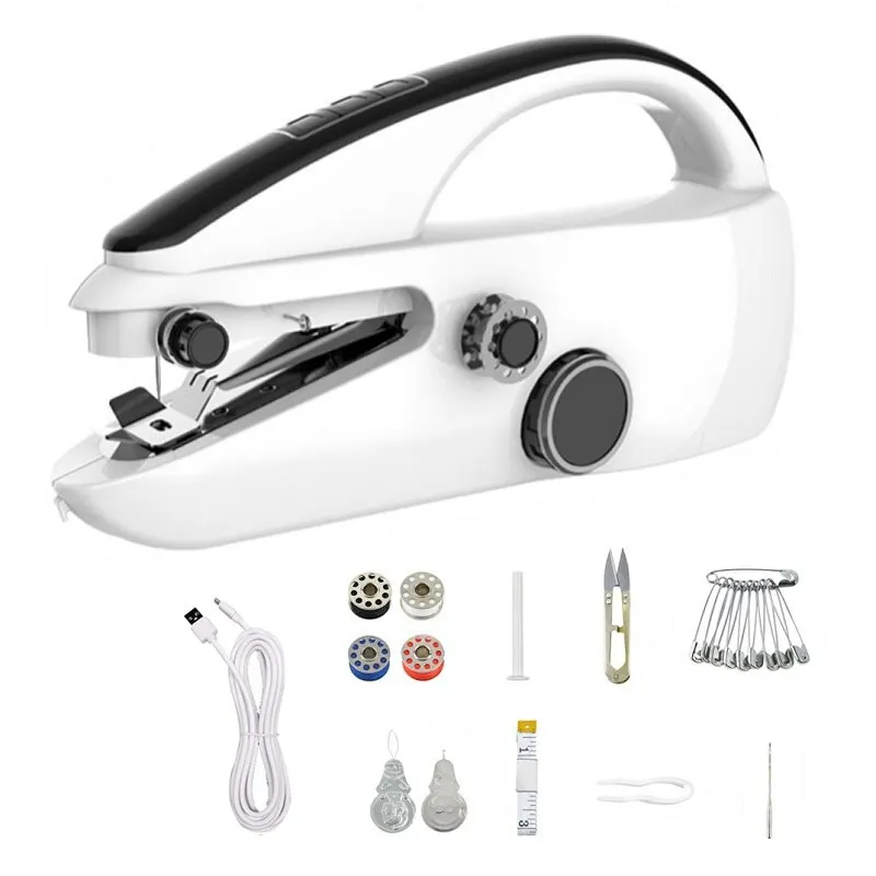 

Mini Sewing Machine Handheld with Crafting Mending Machine 2 Speed Single Thread Stitching Electric Sewing Small Gadget