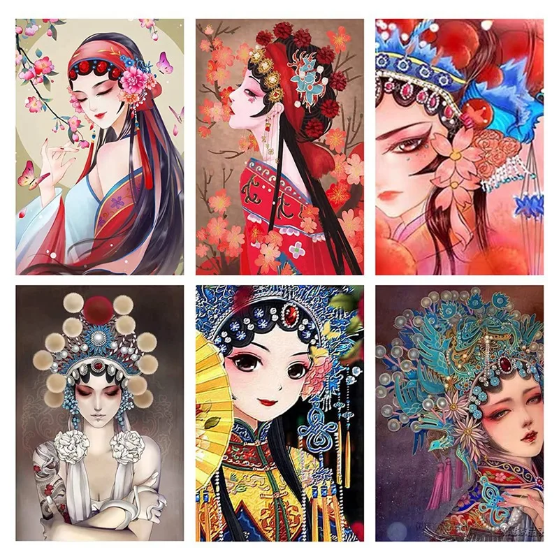 

Diamond Painting Round Full Drill Diamond Painting Beijing Opera Beauties Diamond Painting By Number Kit