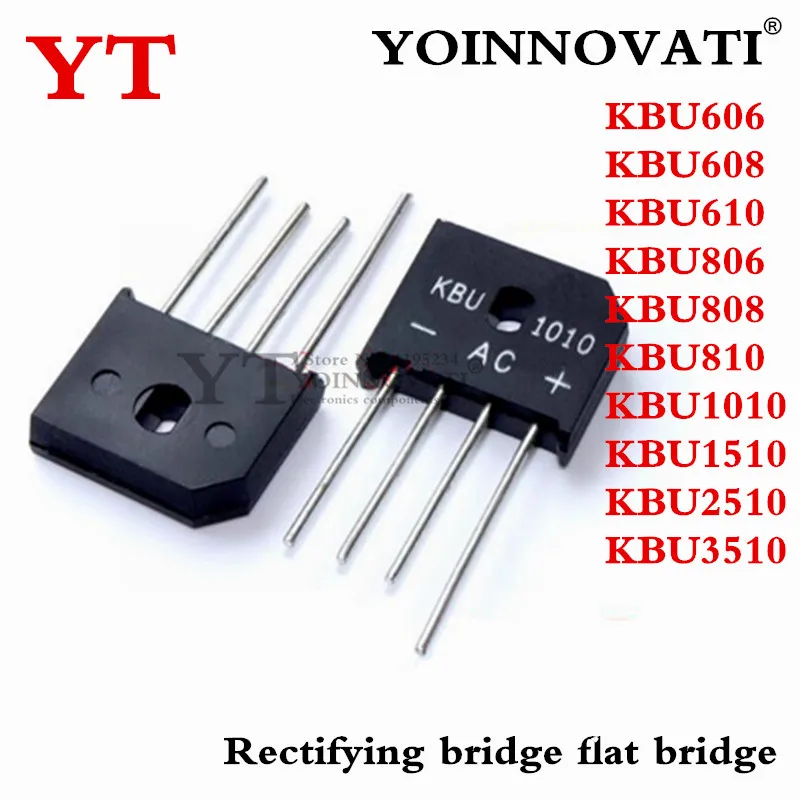 10 шт. KBU606 KBU608 KBU610 KBU806 KBU808 KBU810 KBU1010 KBU1510 KBU2510 KBU3510 KBU