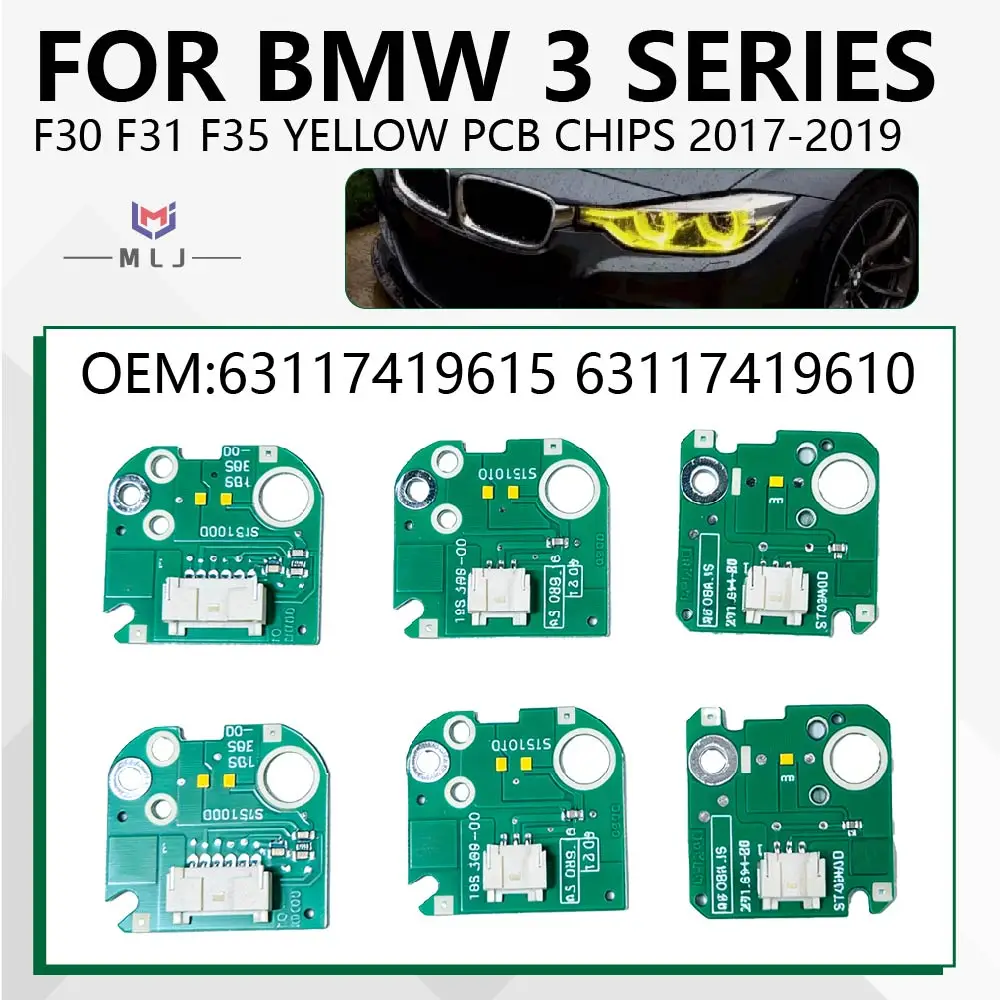 Фото Желтые или белые светодиодные фары Angel Eyes для BMW 3 серии F30 F31 F34 2016-2019 (модели после рестайлинга), световая панель, чип LED, аксессуары 7419615 №1