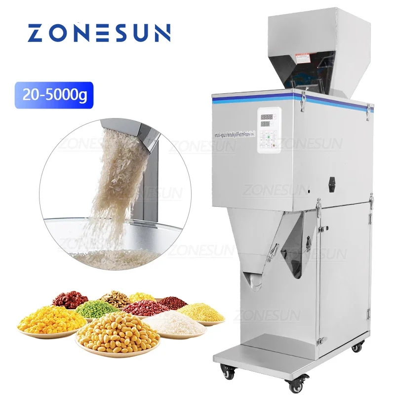 

ZONESUN New 5000g Large Capacity Filling Machine Granular Powder Rice Grain Cereal Tea Quantitative Filling Machine 110V/220V