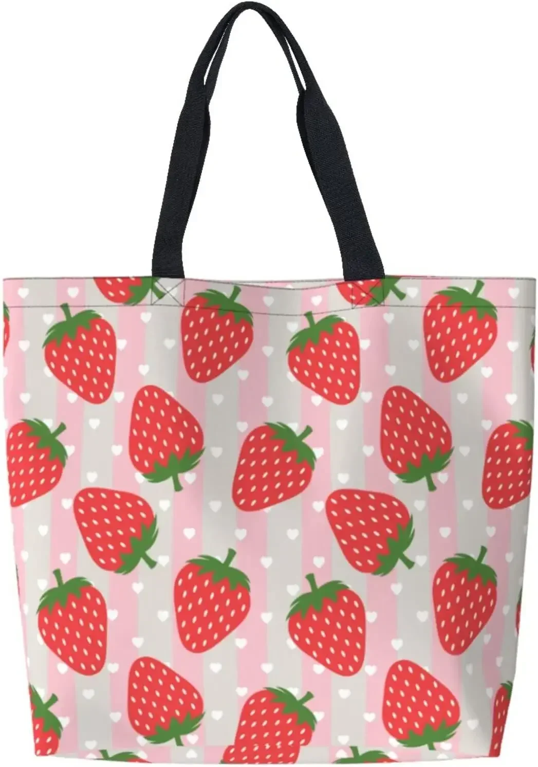 

Strawberry Reusable Grocery Bags - Tote Bag for Women Casual Shoulder Bag Foldable Large Shopping Bag