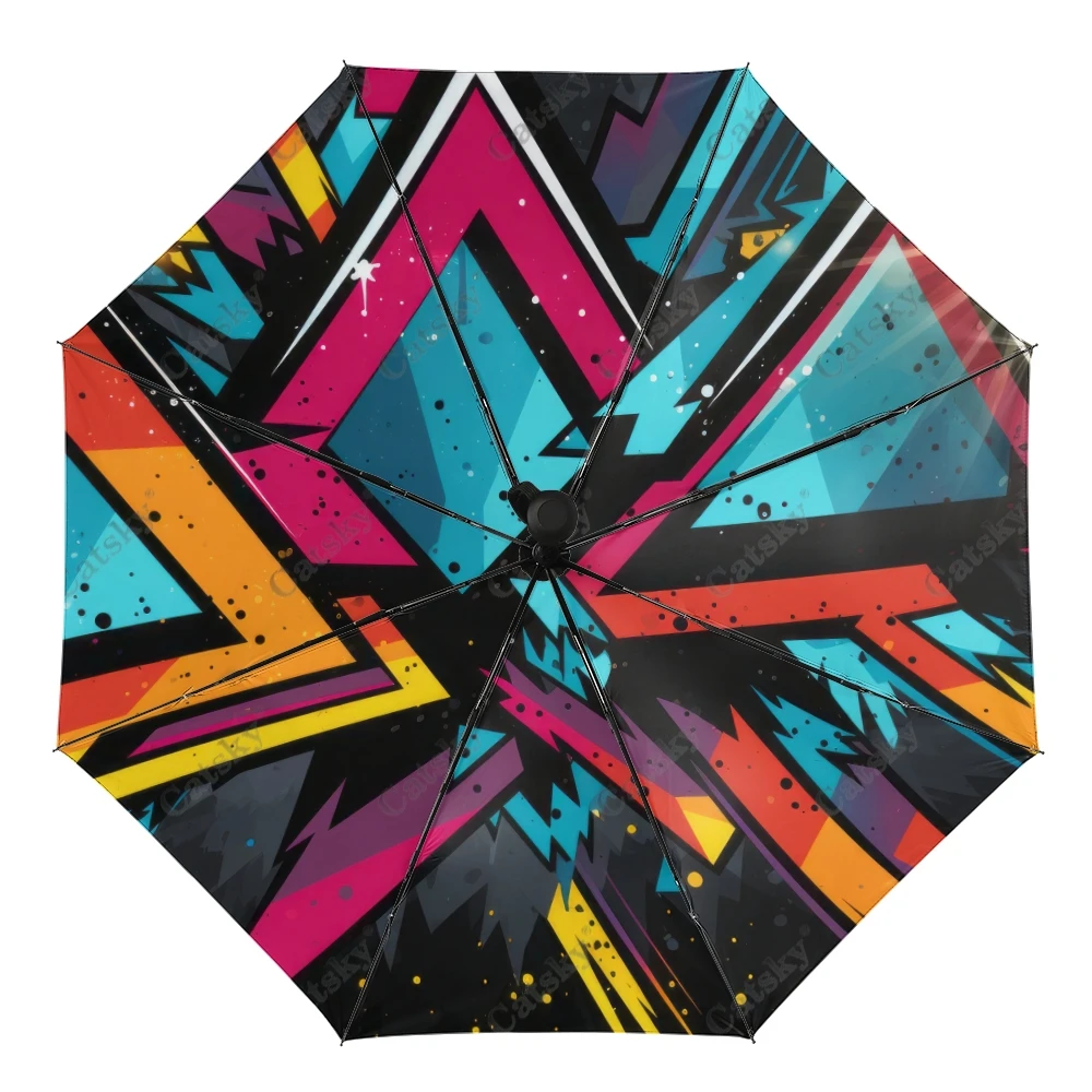 

Зонт женский складной автоматический с треугольниками и защитой от солнца
