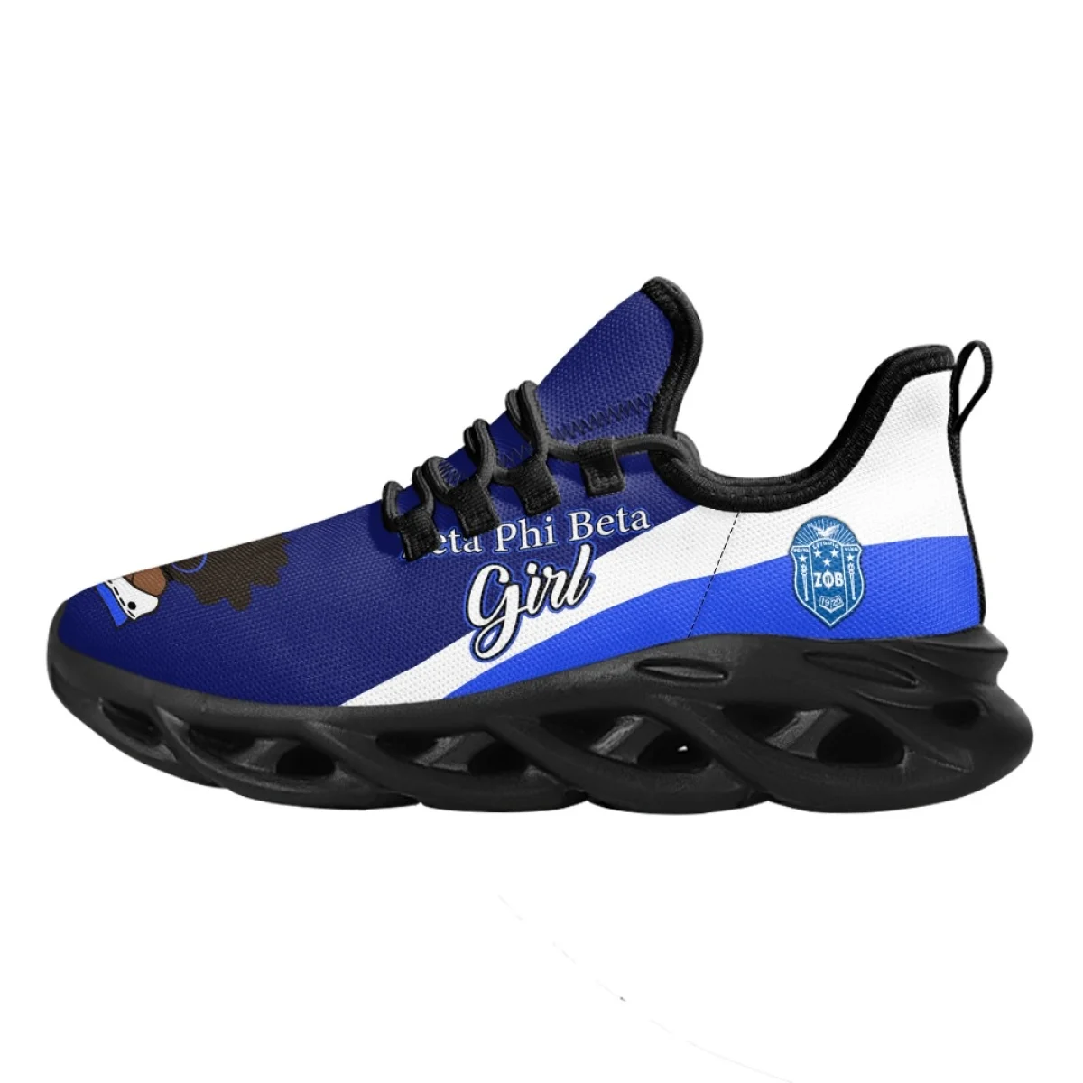 INSTANTARTS Zeta Phi Beta Blue Print Ladies Platform Flats Summer Non-Slip Outdoor Mesh Shoes Casual Sneakers for Women Zapatos