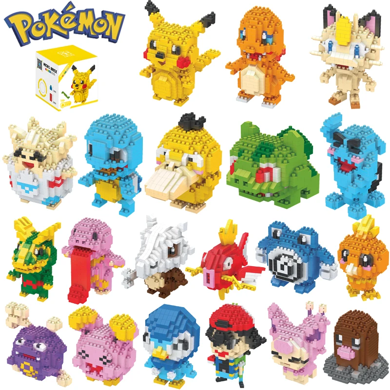 

Pokemon 25 styles New Building Blocks Cartoon Picachu small Animal Model Education Game Graphics Pokemon Toys for gift