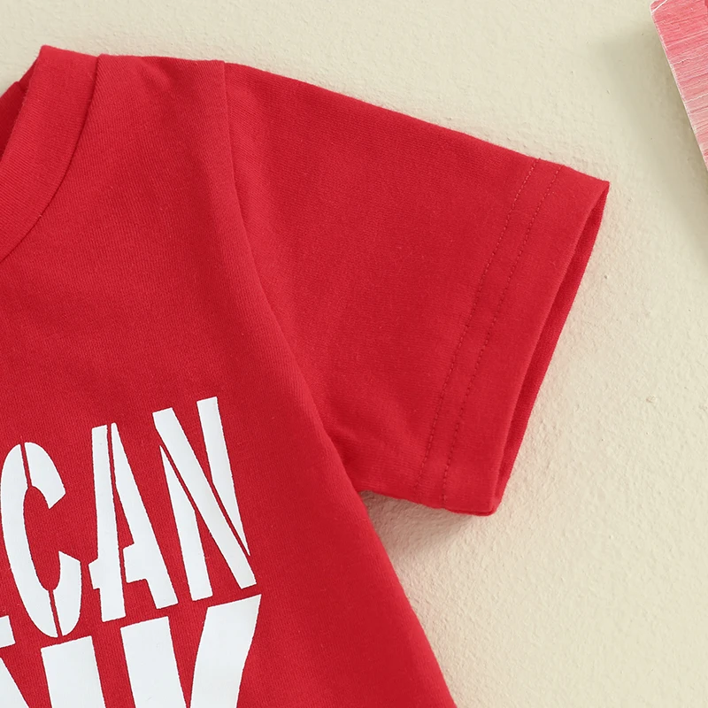 Наряд для маленьких мальчиков 4 июля рубашка с коротким рукавом в американском