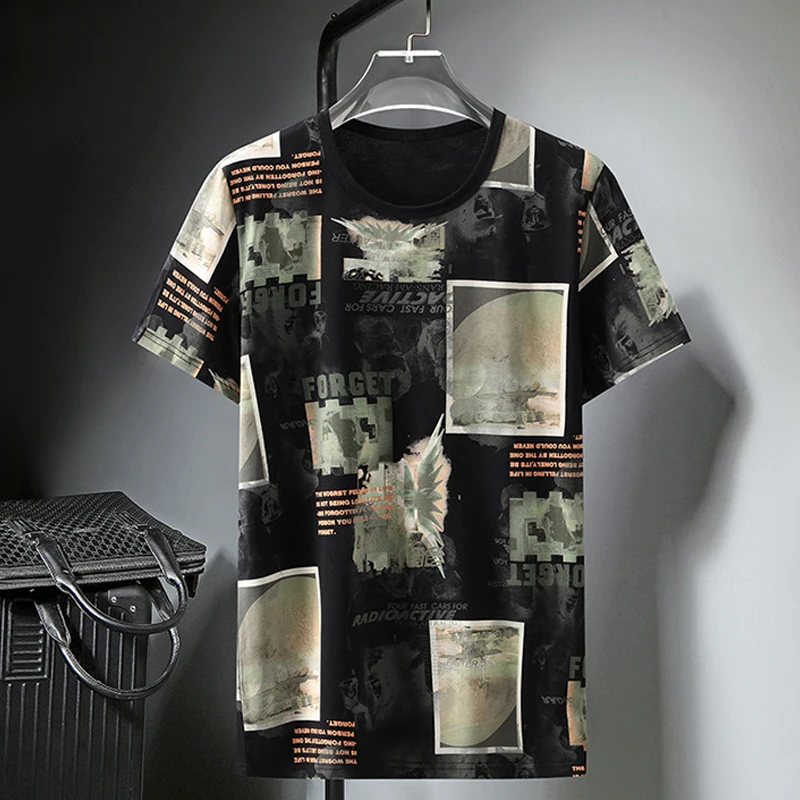 

Men Streetwear Fashion Graffiti Print Short Sleeve Tshirt Oversize Tees Tops Baggy T-shirts Plus Size
