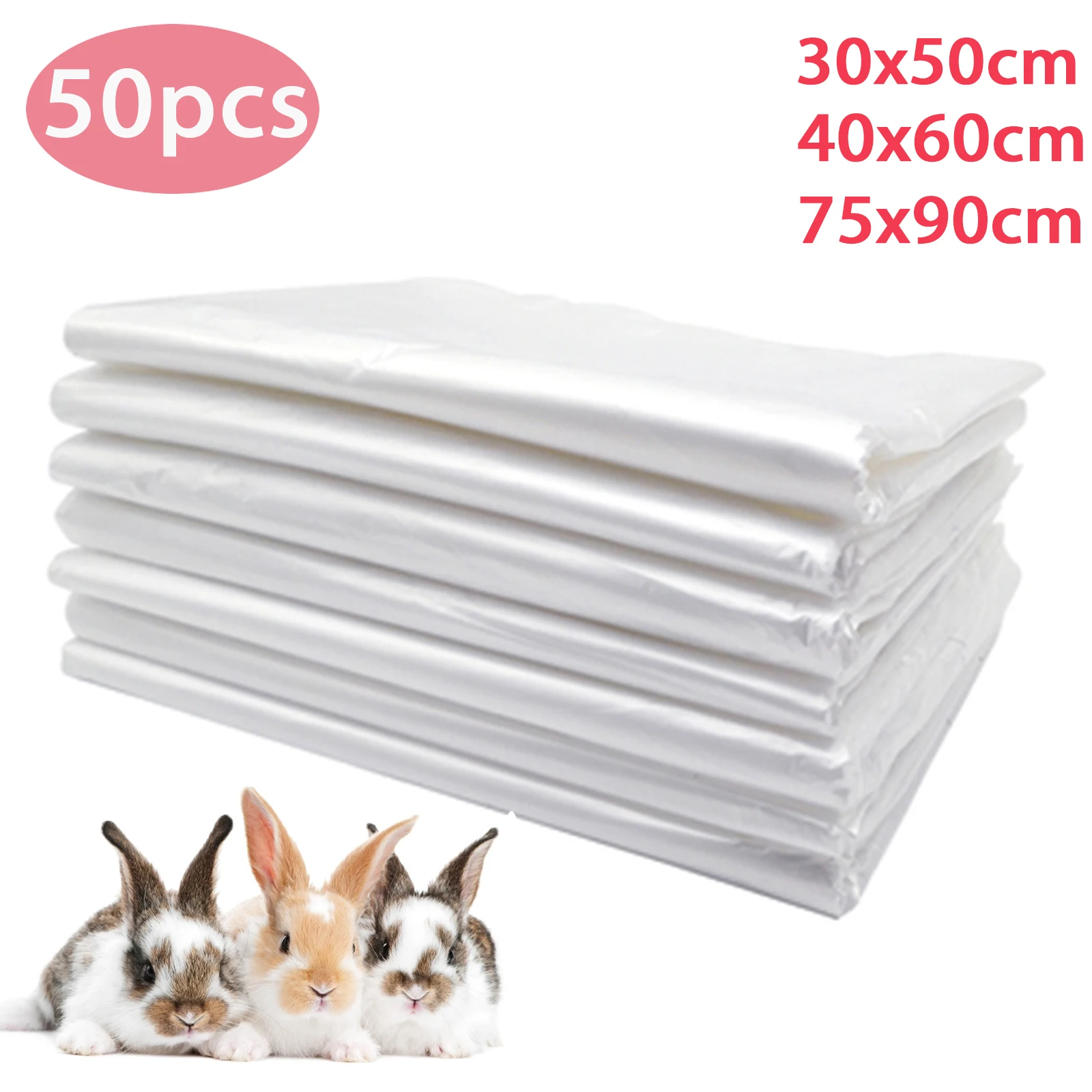 50Pcs Disposable Rabbit Cage Liner Plastic Bunny Cage Mat Cleaning Pad Replacement Diaper Universal Toilet Film For Small Animal
