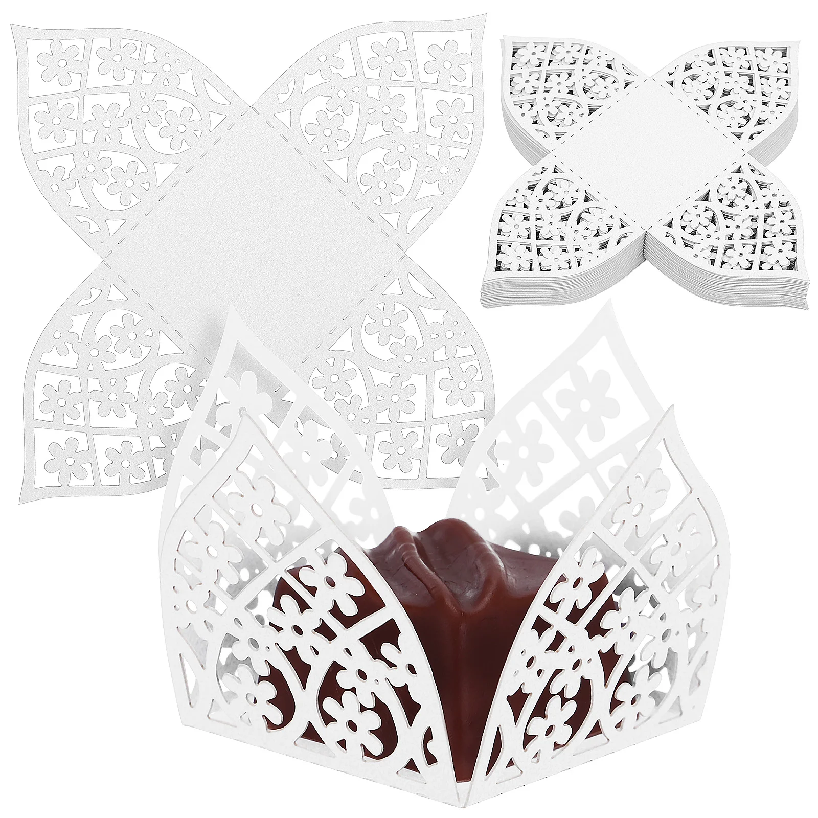 

Candy Box Chocolate Paper Liners Truffle Cups Wedding Candy Packaging Wrapper Hollow Out Decorative Candy Box