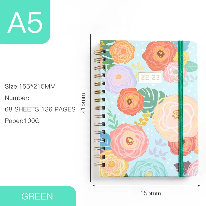 

2022 Kawaii Vintage Flower Schedule Yearly Diary Weekly Monthly Daily Planner Organizer Paper Notebook Agendas 136 pages