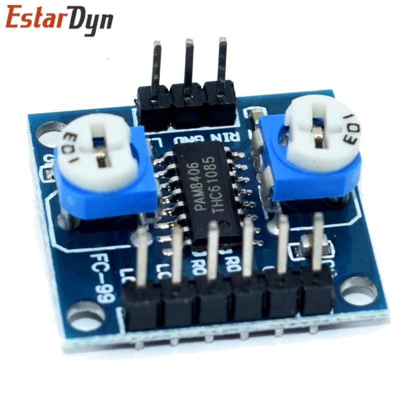 

PAM8406 Digital Amplifier Board With Volume Potentiometer 5Wx2 Stereo M70