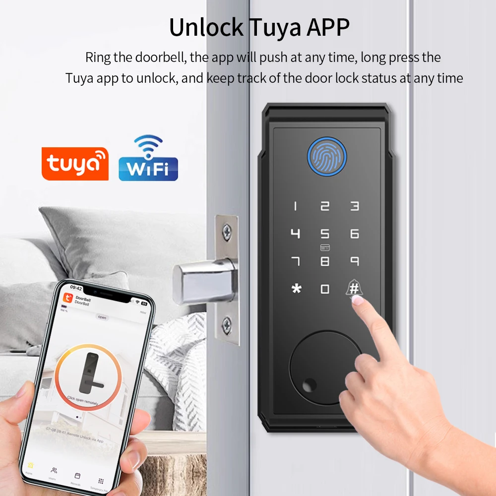 Умный дверной замок LUCKING DOOR D06-tuya с отпечатками пальцев и Wi-Fi